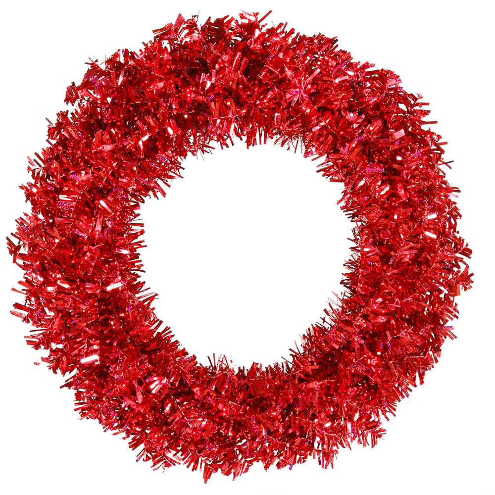 Vickerman 30in. Red 260 Tips Wreath 70 Red Mini Lights