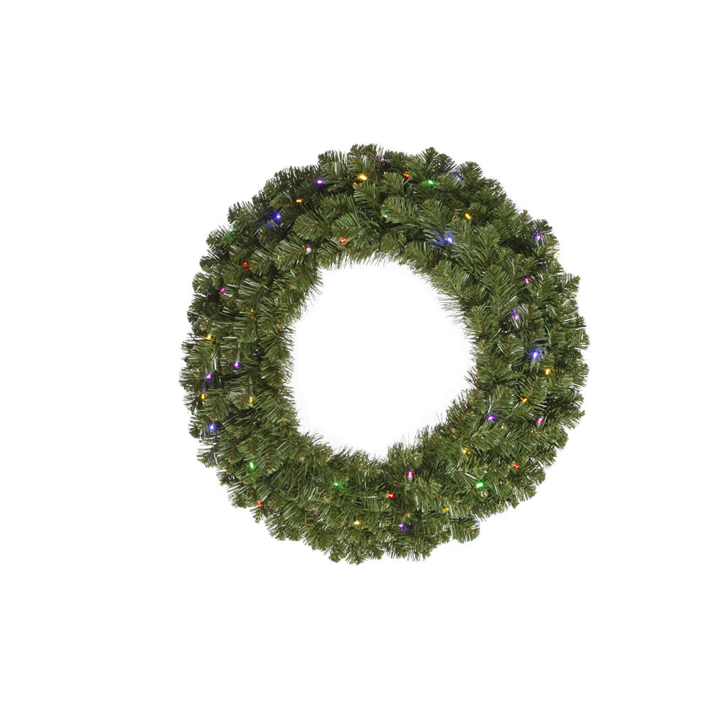 Vickerman 48in. Green 420 Tips Wreath 200 Multi-color Wide Angle LED