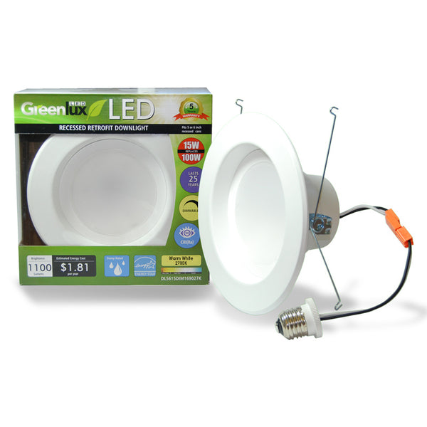 Jolux 6-Pack 5/6 Inch LED Recessed Light Retrofit Kit - Dimmable, Adjustable Height, Warm White 3000K, E26 Base