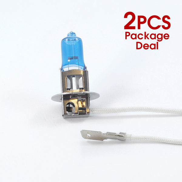 2x H3 12V 55W Super White Halogen Bulbs - Xenon Look, CANbus Compatible, Road Legal