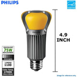 PHILIPS 15W A19 Dimmable LED Warm White omni-directional bulb - 75w equivalent - BulbAmerica