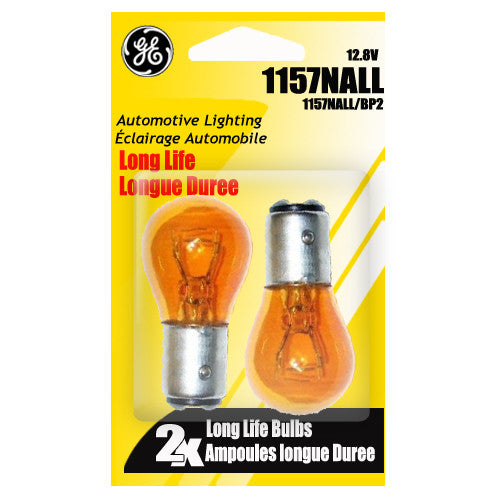 GE 1157 NA LL - Amber Long Life 27w 12.8v S8 Automotive lamp - 2 Bulbs