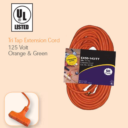 EX8-16/3 TT Tri Tap 8 foot Orange Extension Cord