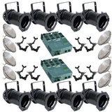 8 Black PAR CAN 64 500PAR64 WFL Bulbs O-Clamp 2 Dimmer
