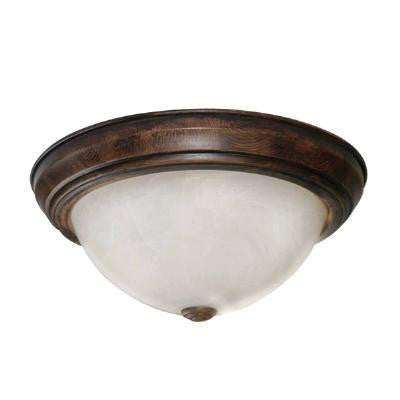 SUNLITE DDB15/AL Distressed Brown dome fixture w/ Alabaster-like glass