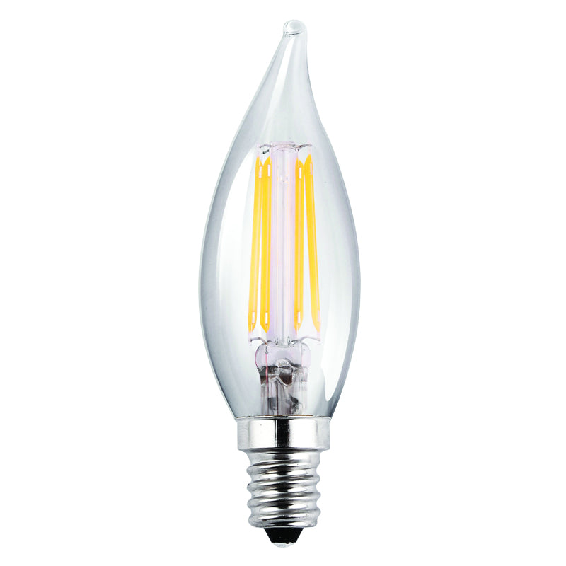 2Pk - Luxrite Antique Filament LED 4 Watt 2700K E12 Chandelier Clear Light Bulb