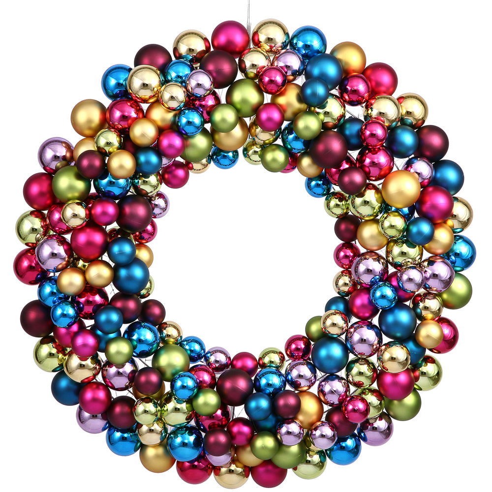 24" Multi Colored Ball Wreath