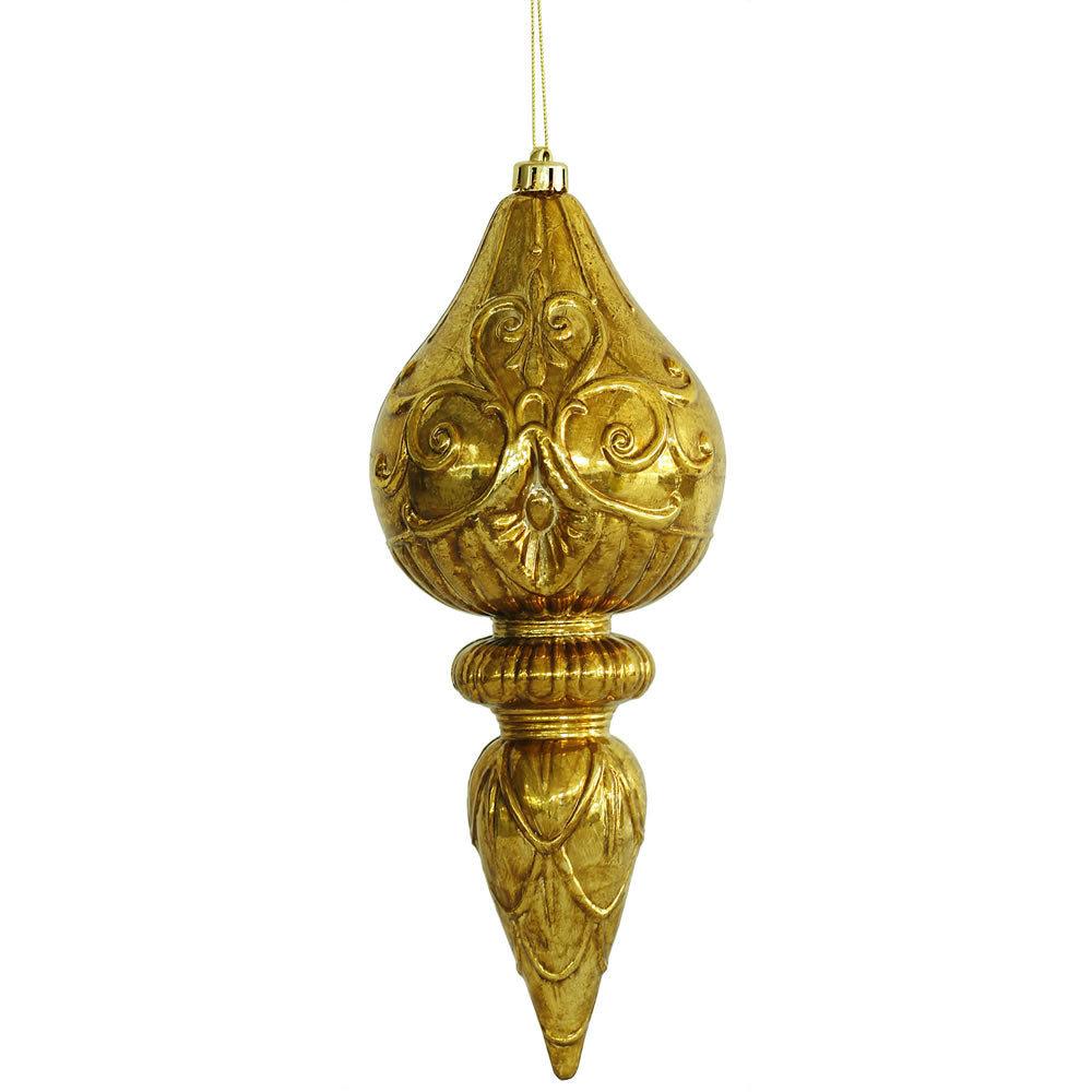 12" Antique Gold Finial Ornament 2/Bx