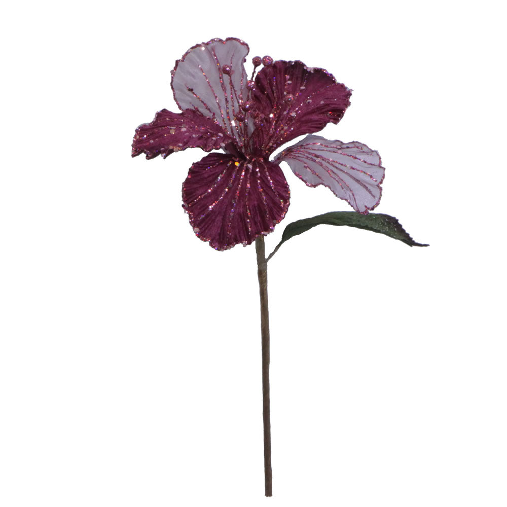 21" Mauve Velvet Hybiscus 6" Flower