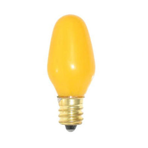 4Pk - SUNLITE 7W 120V E12 C7 Yellow Candelabra Light Bulb