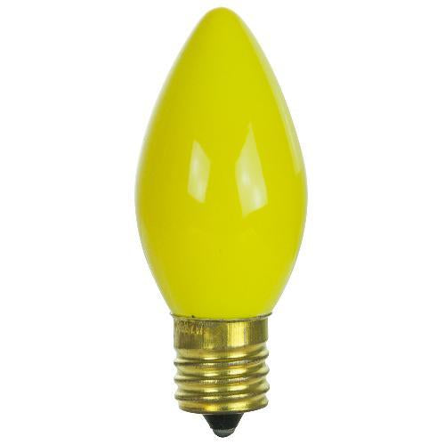 25Pk - SUNLITE 7w C9 120v Intermediate Base Yellow Bulb