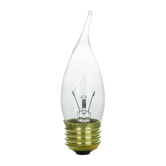 60w 120v Candelabra E26 Medium base Flame Clear bulbs