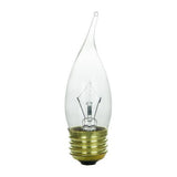 60w 120v Candelabra E26 Medium base Flame Clear bulbs