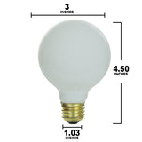 SUNLITE 100W 130V Globe G25 E26 White Incandescent Light Bulb - BulbAmerica