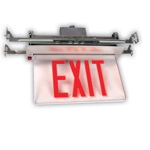 SUNLITE Recessed Single Mirror White Red Exit Emergency Sign 04330-SU
