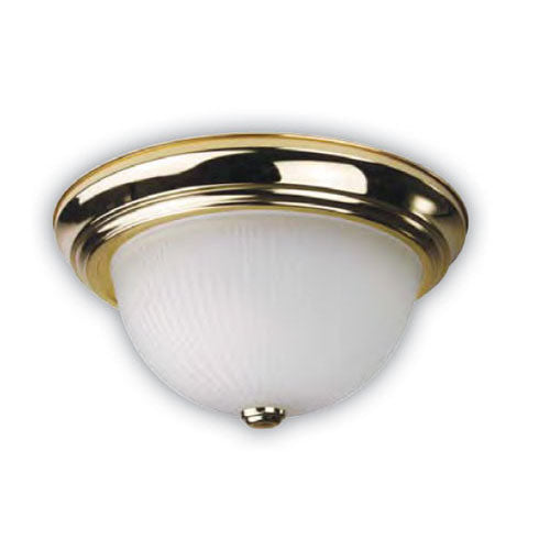 SUNLITE 36W Polished Brass dome fixture. It features Ribbed Frosted White glass