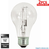 Satco S2402 43w 120v A-Shape A19 Clear Dimmable eXcel Halogen Light Bulb - 2 Pack - BulbAmerica