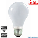 Satco S2406 43w A-Shape A19 Soft White Dimmable eXcel Halogen - 2 bulbs - BulbAmerica