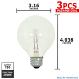 Satco 43w 120v G25 Globe Clear Halogen Light Bulb E26 Medium base 3PK_1
