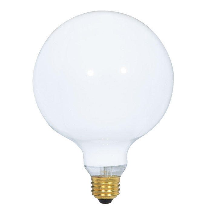 Satco S3004 150W 120V Globe G40 Gloss White E26 Base Incandescent light bulb