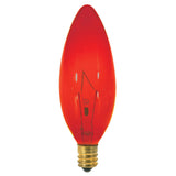 Satco S3219 25W 120V B9.5 Transparent Red E12 Candelabra Base Incandescent bulb