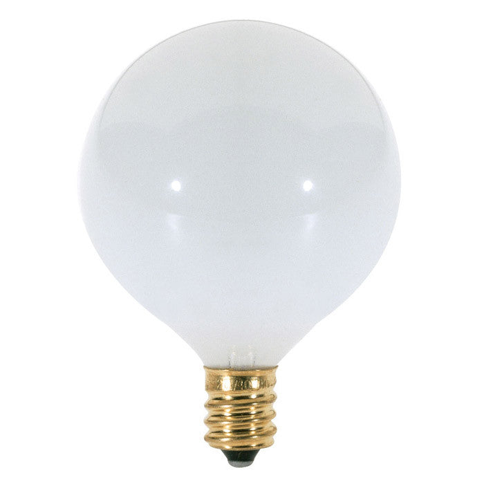 Satco S3260 25W 120V Globe G16.5 Gloss White E12 Candelabra Base Incand. bulb