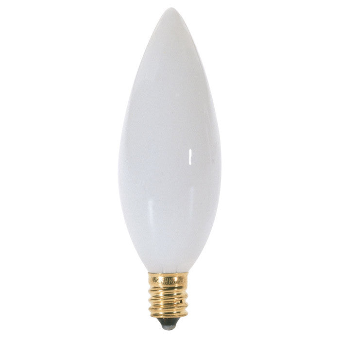 Satco S3290 60W 120V B10 White E12 Candelabra Base Incandescent bulb