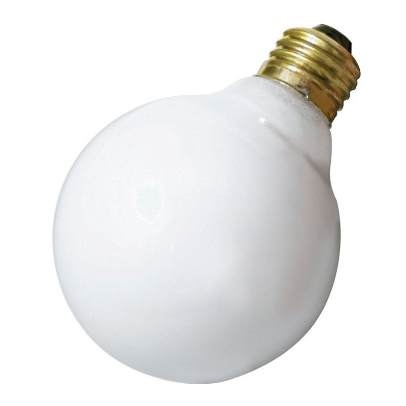 Satco S3440 25W 120V Globe G25 Gloss White E26 Base Incandescent light bulb