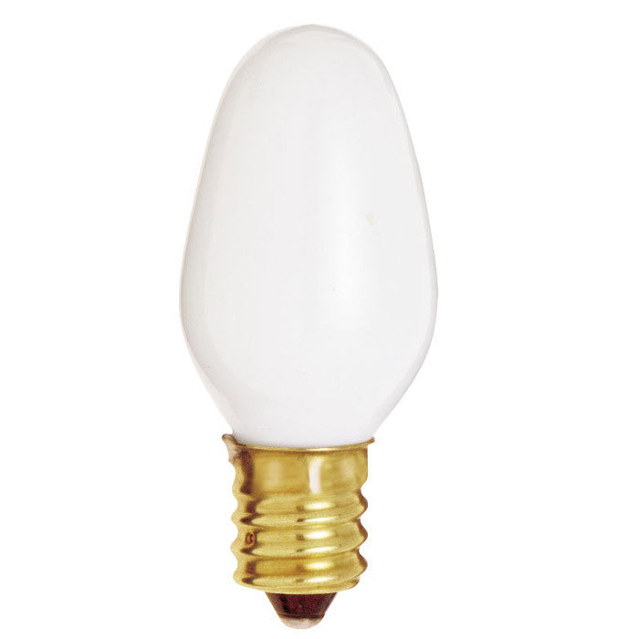 Satco S3692 7W 120V C7 White E12 Candelabra Base Incandescent bulb