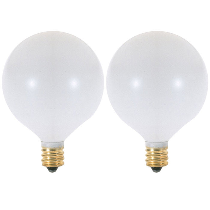 Satco S3752 15W 120V Globe G16.5 Satin White E12 Candelabra Base -2 light bulbs