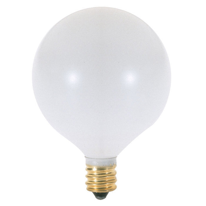 Satco S3753 25W Globe G16.5 Satin White E12 Candelabra Base - 2 bulbs