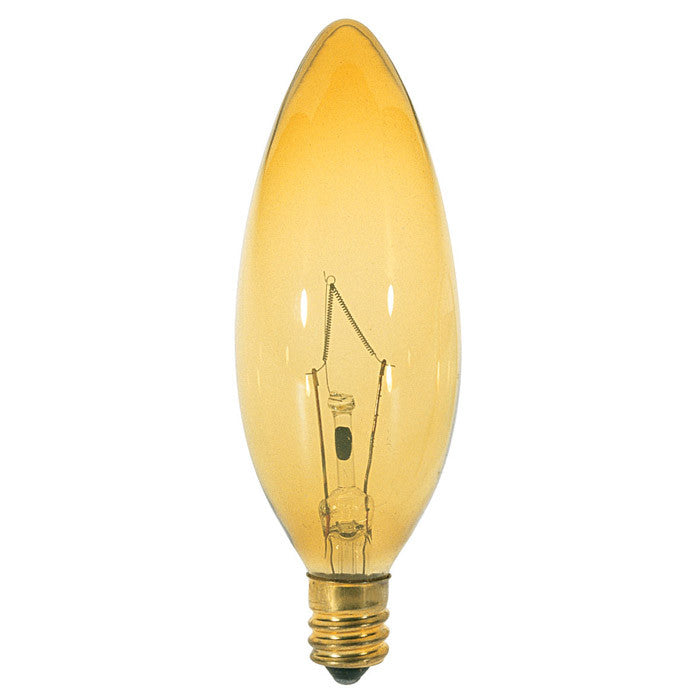 Satco S3819 60W 120V B9.5 Transparent Amber E12 Candelabra Base Incand bulb