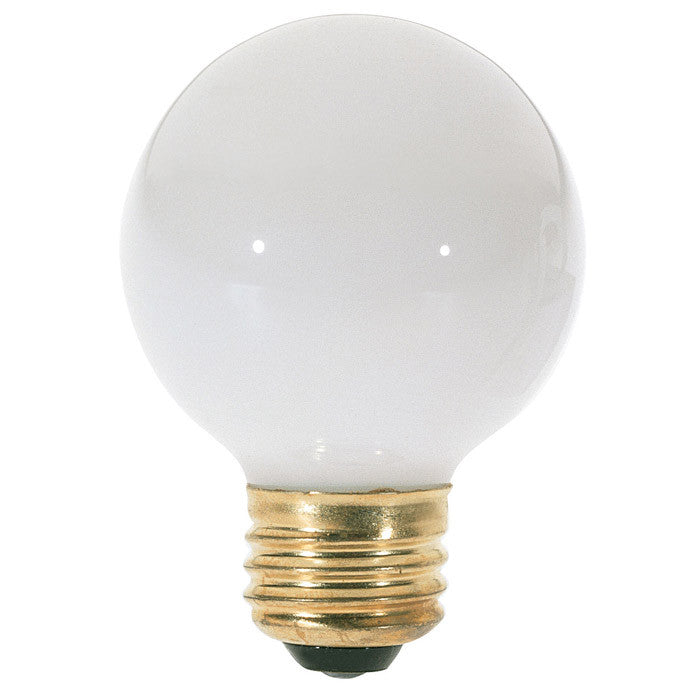 Satco S3827 25W 120V Globe G18.5 Gloss White E26 Base Incandescent light bulb