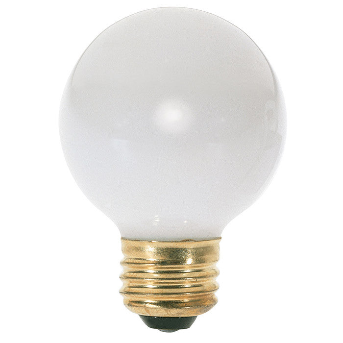 Satco S3841 25W 120V Globe G16.5 Gloss White E26 Base Incandescent bulb