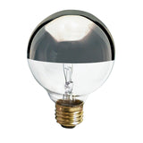 Satco S3860 25W 120V Globe G25 Silver Back E26 Base Incandescent light bulb