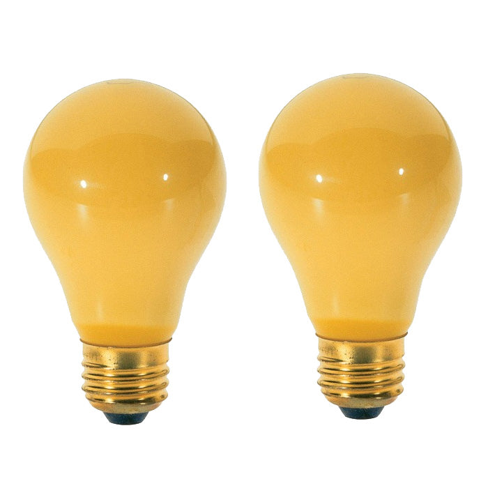 2PK - Satco S3939 100W Incandescent Chase a Bug Yellow Light Bulbs