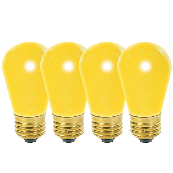 4 Pk - Satco S3960 11W 130V S14 Ceramic Yellow E26 Base Incandescent bulb