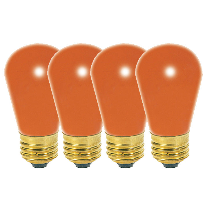Satco S3964 11W 130V S14 Ceramic Orange E26 Base - 4 bulbs/PK