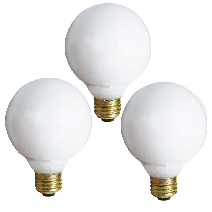 Satco S4041 40W 120V Globe G25 Gloss White E26 Base Incandescent - 3 bulbs