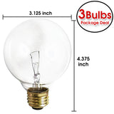 Satco S4048 40W 120V Globe G25 Clear E26 Base Incandescent lamp - 3 bulbs - BulbAmerica