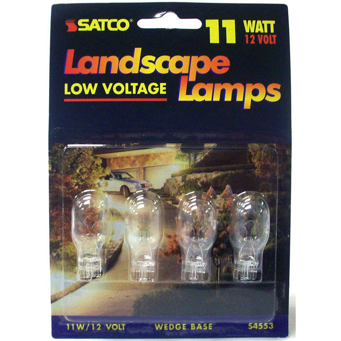 Satco S4553 11W 12V T7 W2.1x9.5d Mini Wedge Landscape Lamps 12V - 4 bulbs pack