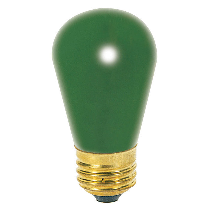 Satco S4562 11W 130V S14 Ceramic Green E26 Base Incandescent bulb