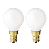 2 Pk - Satco S4708 40W 130V Globe G14 Gloss White European E14 Base bulbs