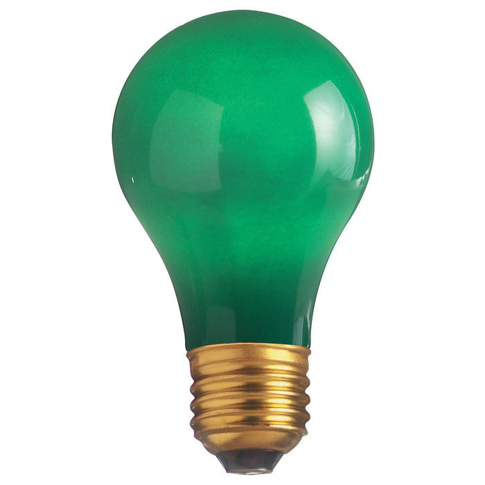 Satco S4986 60W 130V A19 Ceramic Green E26 Base Incandescent light bulb