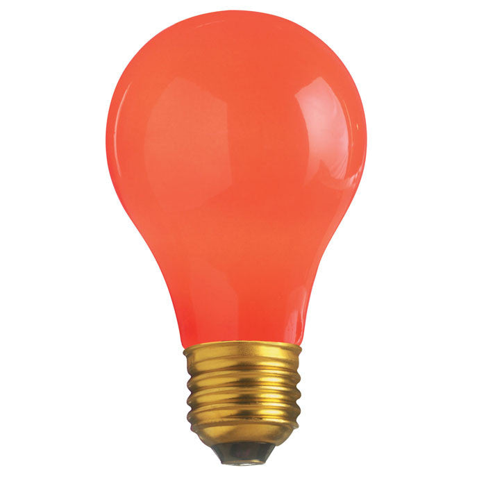 Satco S6090 25W 130V A19 Ceramic Red E26 Medium Base Incandescent bulb