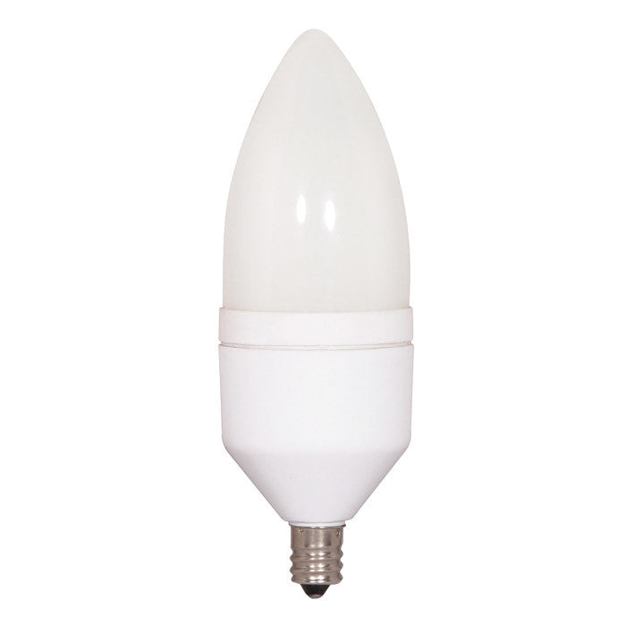 Satco 5W Torpedo Candelabra CFL Warm White 2700K fluorescent bulb - 25w Equal