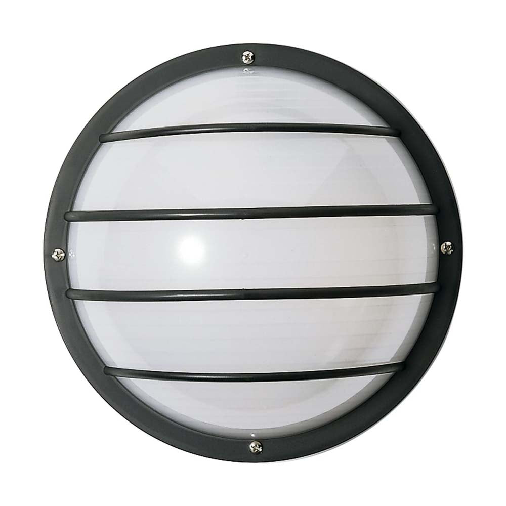10-in Round Cage Wall Fixture Polysynthetic Body & Lens Black Finish