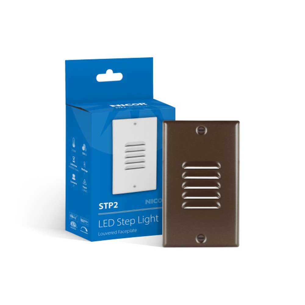 STP2 Vertical Louvered Oil-Rubbed Bronze LED Step Light with Photocell
