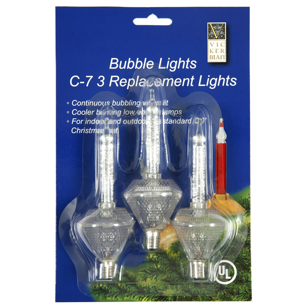 3 Pack - 3 Bulbs 5 watt C7 Clear Glitter Bubble Replacement Light Bulb Christmas Set
