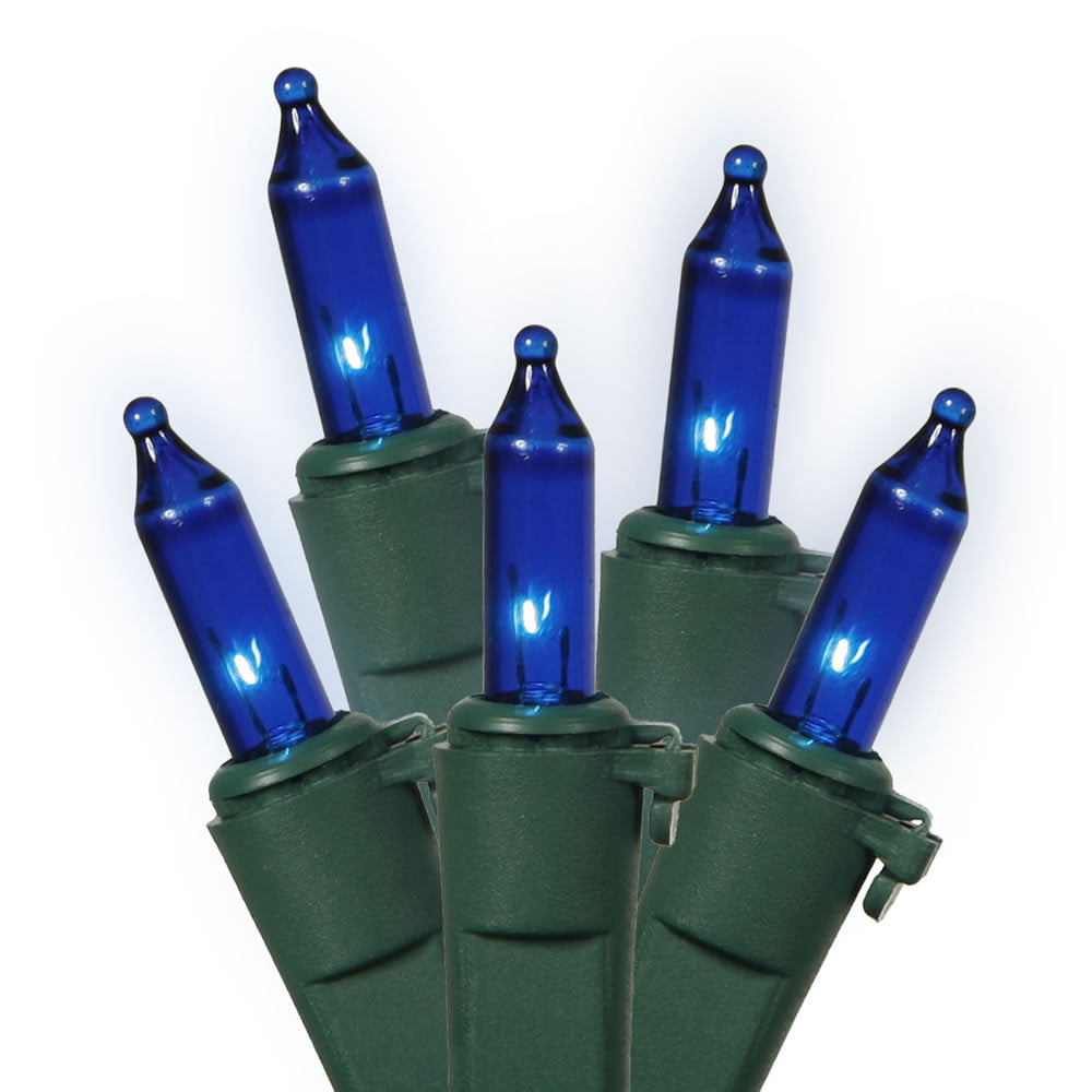 4 Pack - 35 Blue Lights Green Wire 12Ft. Christmas Set